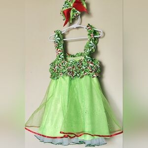 Sold Christmas peppermint candy dance costume size CS stoned